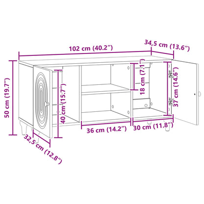 Mobile TV Rovere Fumo 102 x 34,5 x 50 cm Legno ingegnerizzato | homemem39
