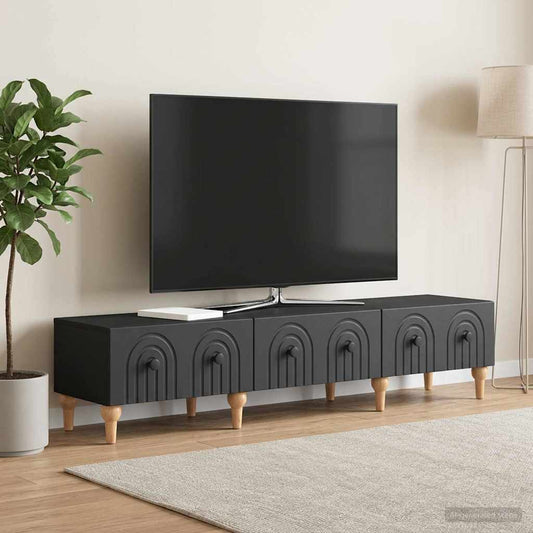 Mobile TV Nero 147 x 34,5 x 30 cm Legno ingegnerizzato