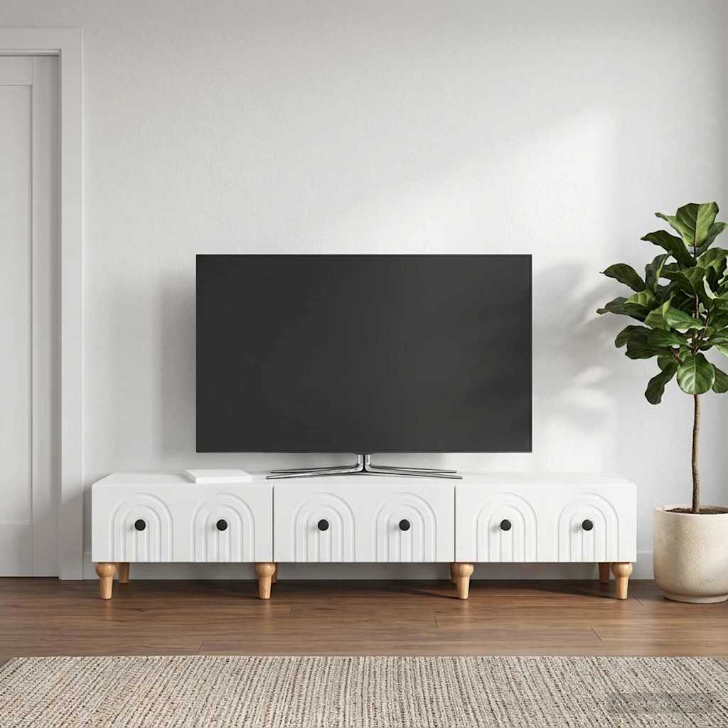 Mobile TV Bianco Lucido 147 x 34,5 x 30 cm Legno ingegnerizzato