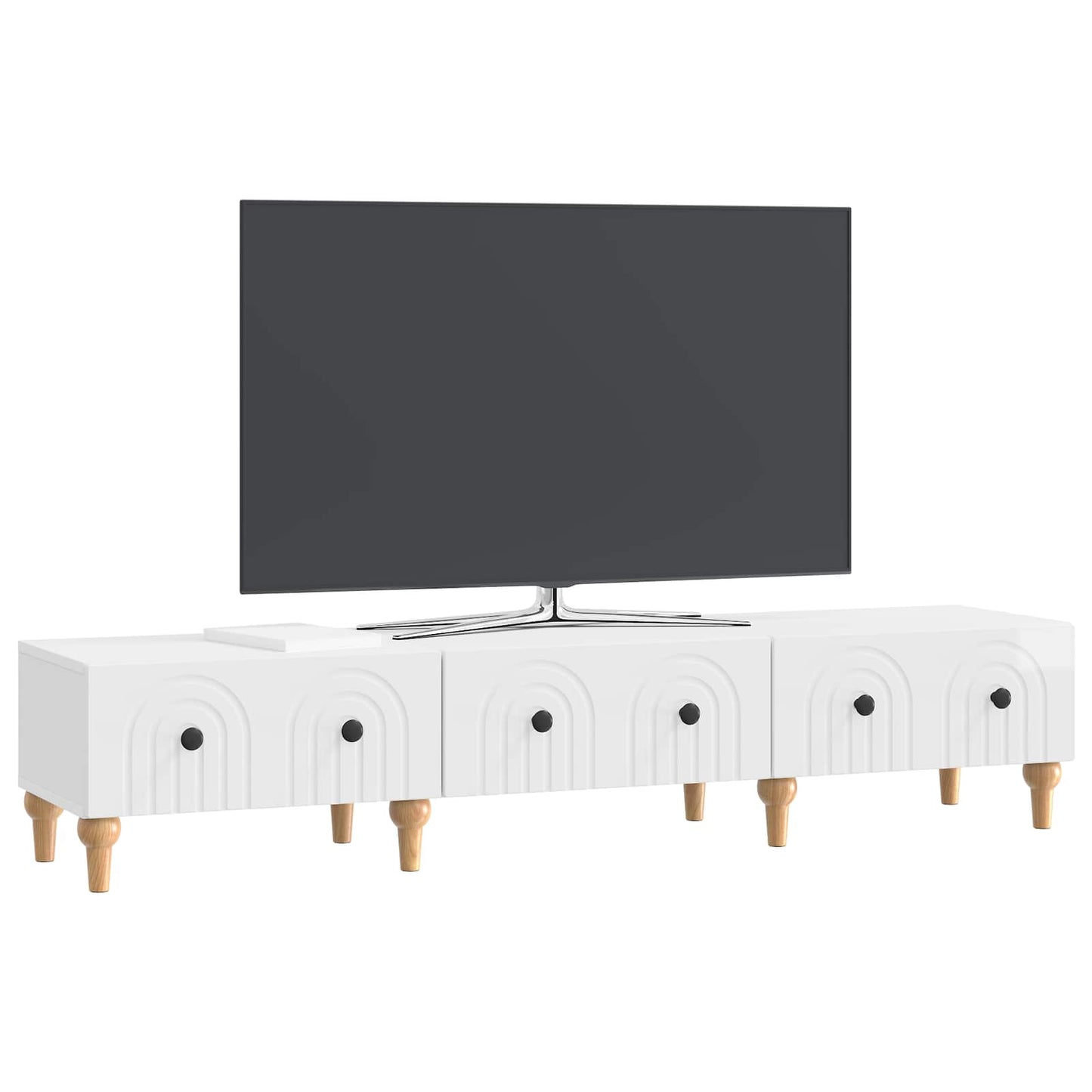 Mobile TV Bianco Lucido 147 x 34,5 x 30 cm Legno ingegnerizzato | homemem39