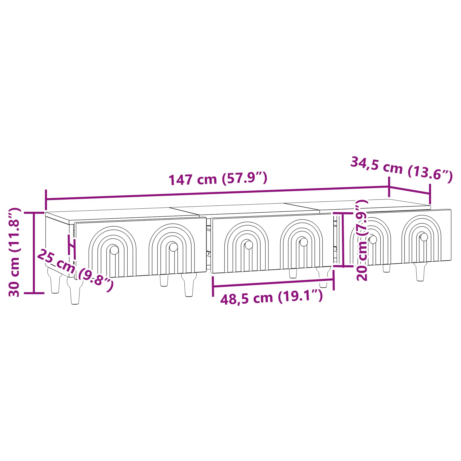Mobile TV Legno antico 147 x 34,5 x 30 cm Legno ingegnerizzato | homemem39