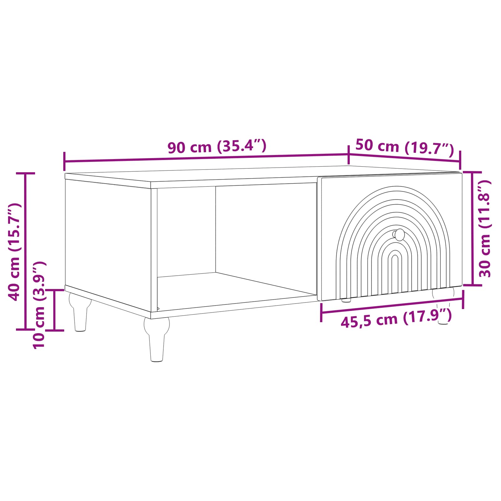 Tavolino da salotto Nero 90 x 50 x 40 cm Legno ingegnerizzato | homemem39