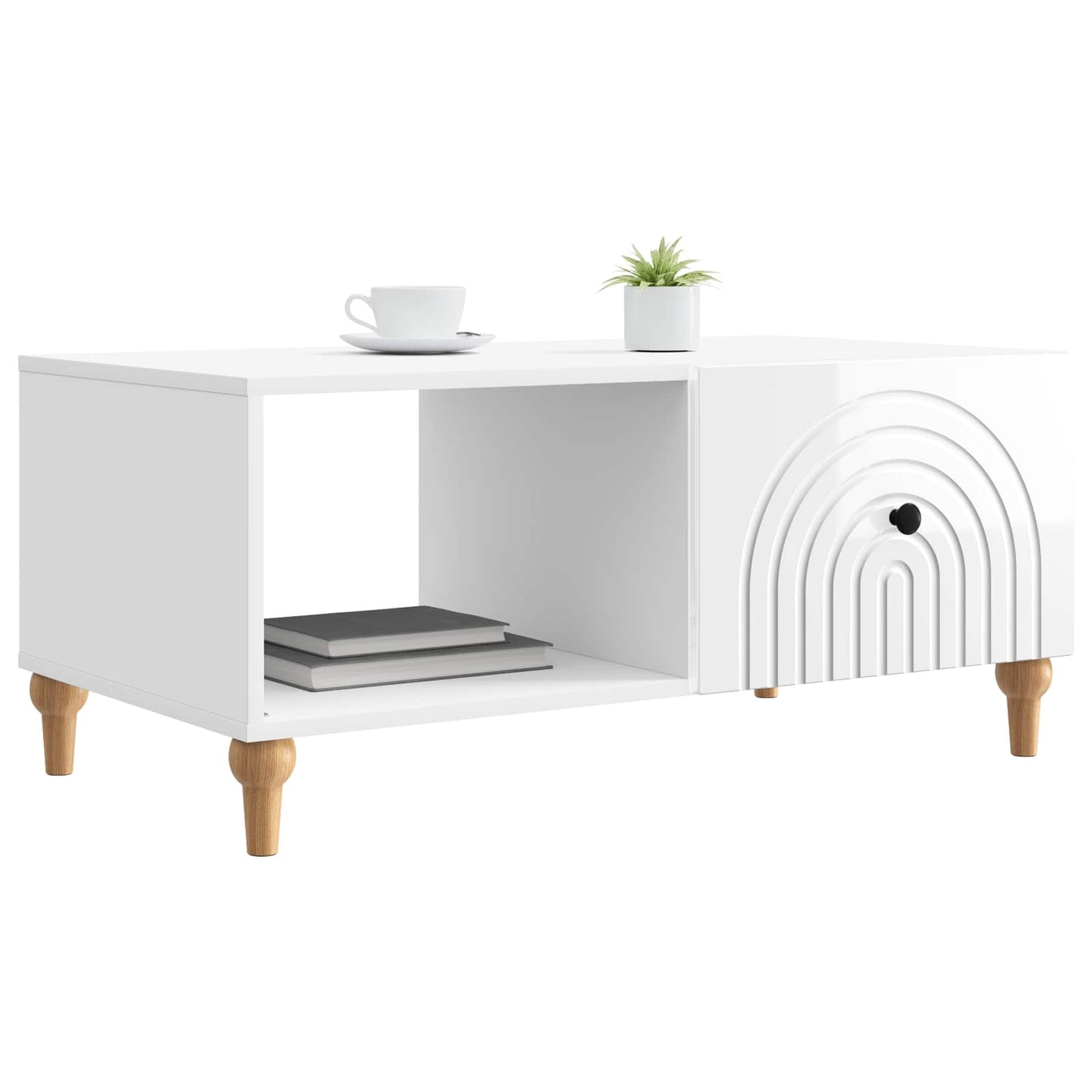 Tavolino da salotto Bianco Lucido 90 x 50 x 40 cm | homemem39