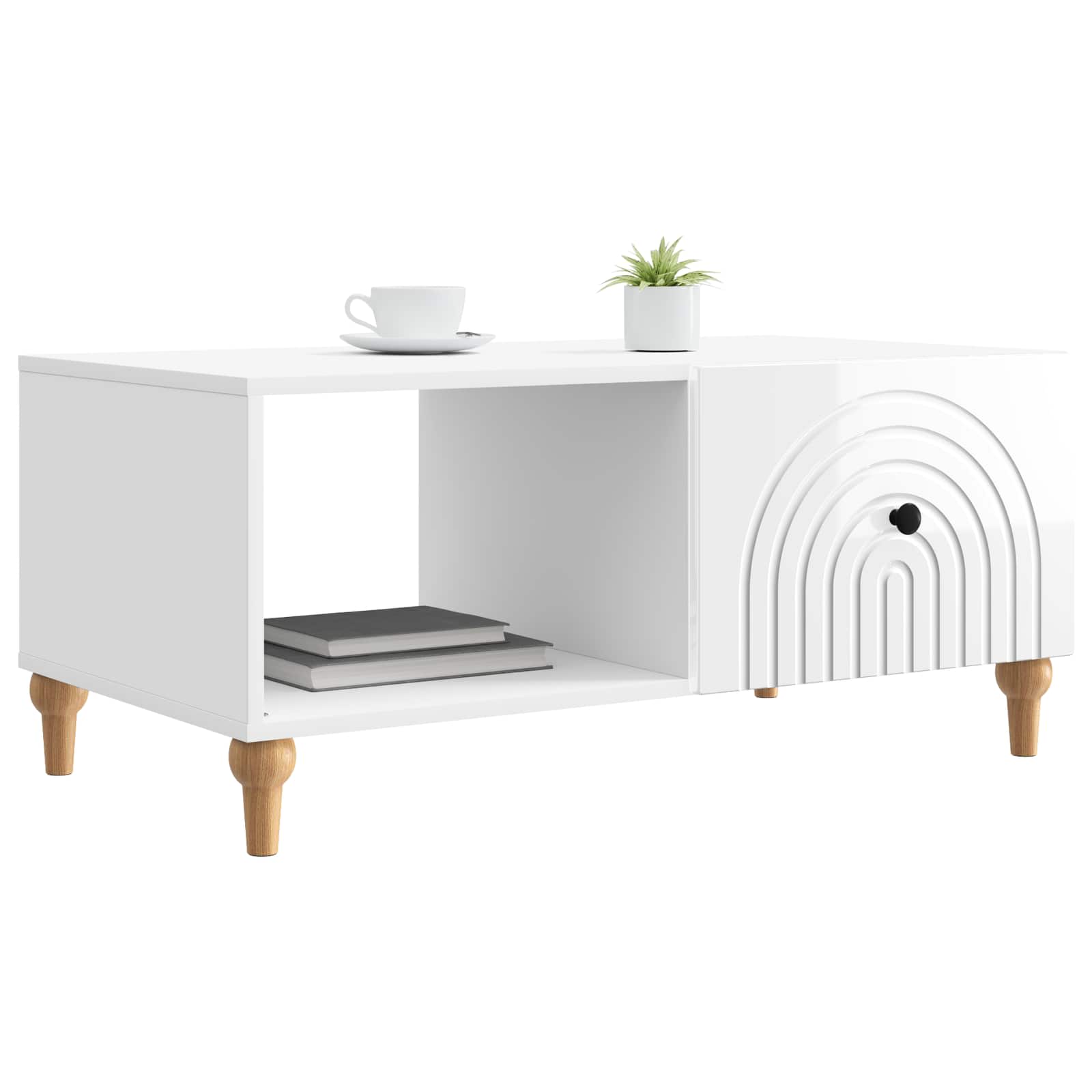 Tavolino da salotto Bianco Lucido 90 x 50 x 40 cm | homemem39