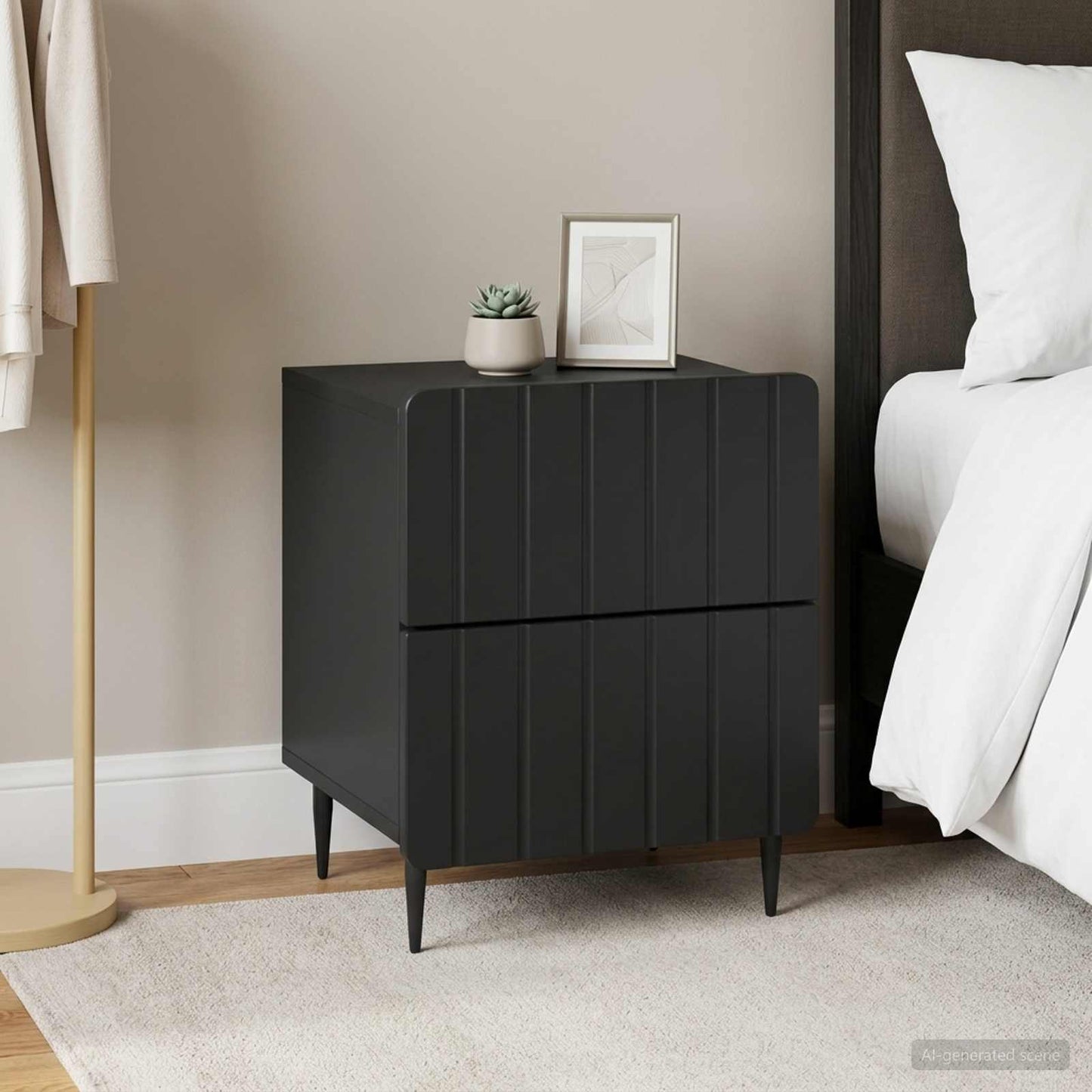 Armadio da Notte 2 pz Nero 43 x 34,5 x 49,5 cm