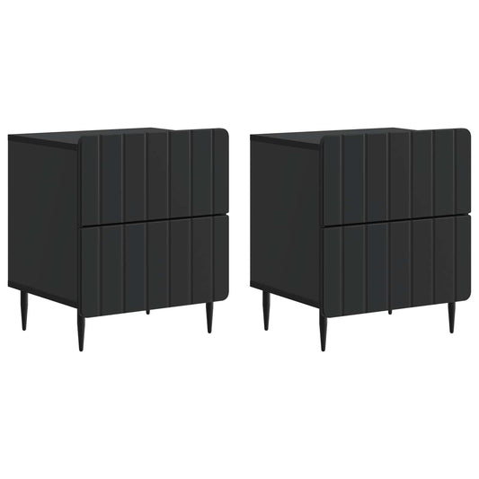 Armadio da Notte con cassetto 2 pcs Nero 43 x 34,5 x 49,5 cm | homemem39