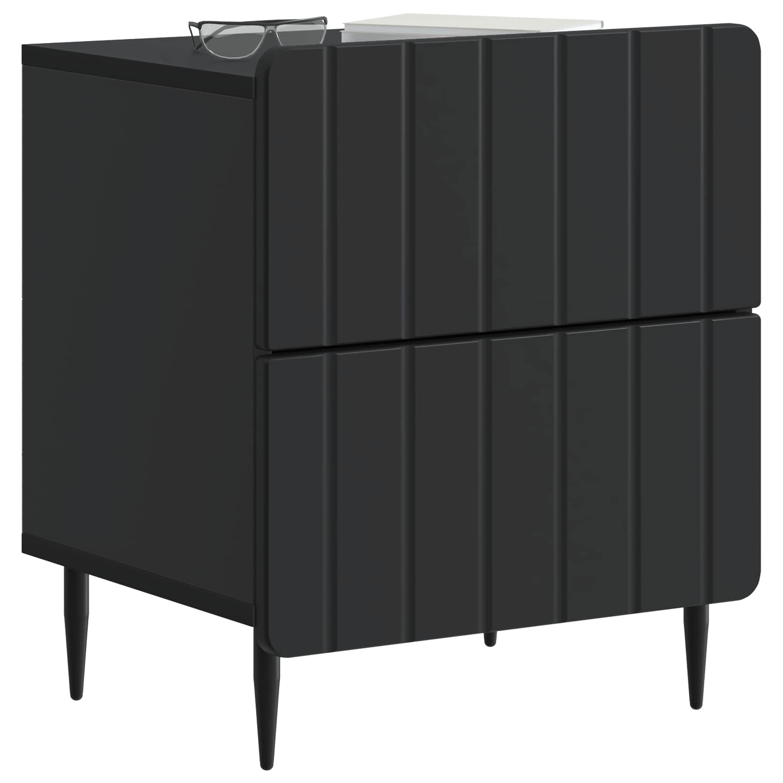 Armadio da Notte con cassetto 2 pcs Nero 43 x 34,5 x 49,5 cm | homemem39