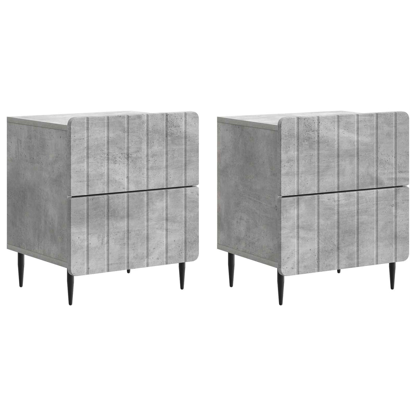 Armadio da Notte 2 pcs Grigio Cemento 43 x 34,5 x 49,5 cm