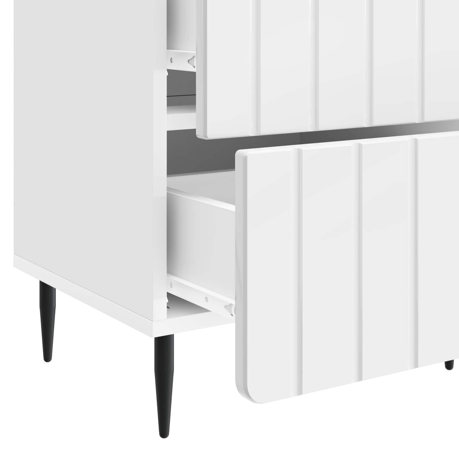 Armadio da Notte con cassetto Bianco Lucido 43 x 34,5 x 49,5 cm | homemem39
