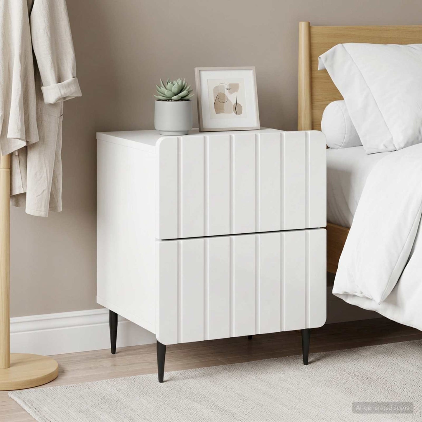 Armadio da Notte 2 pz Bianco Lucido 43 x 34,5 x 49,5 cm