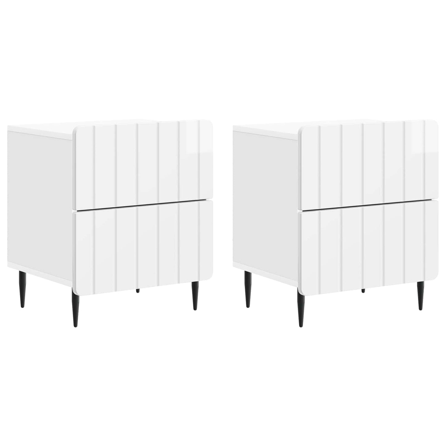 Armadio da Notte 2 pcs Bianco Lucido 43 x 34,5 x 49,5 cm
