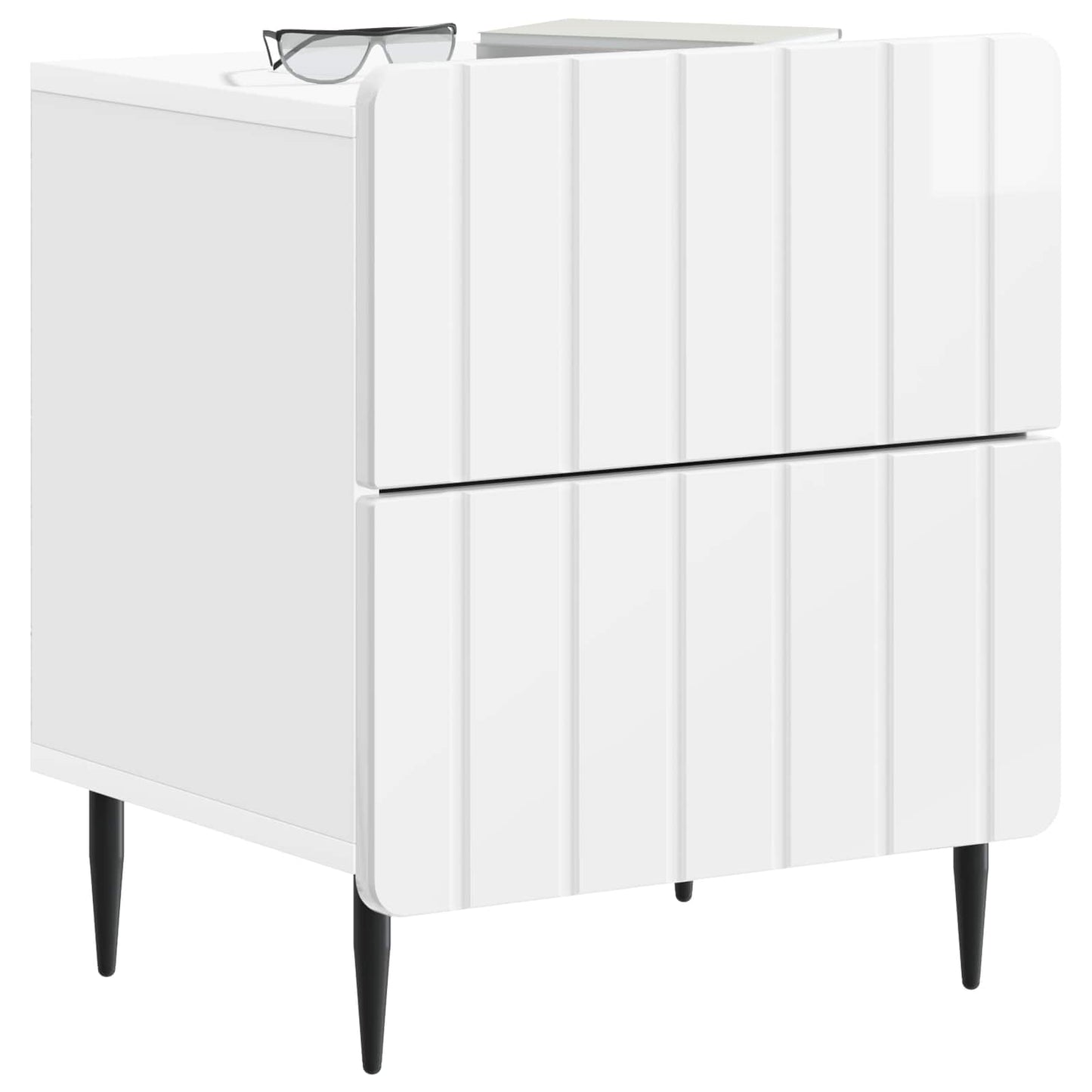 Armadio da Notte 2 pcs Bianco Lucido 43 x 34,5 x 49,5 cm