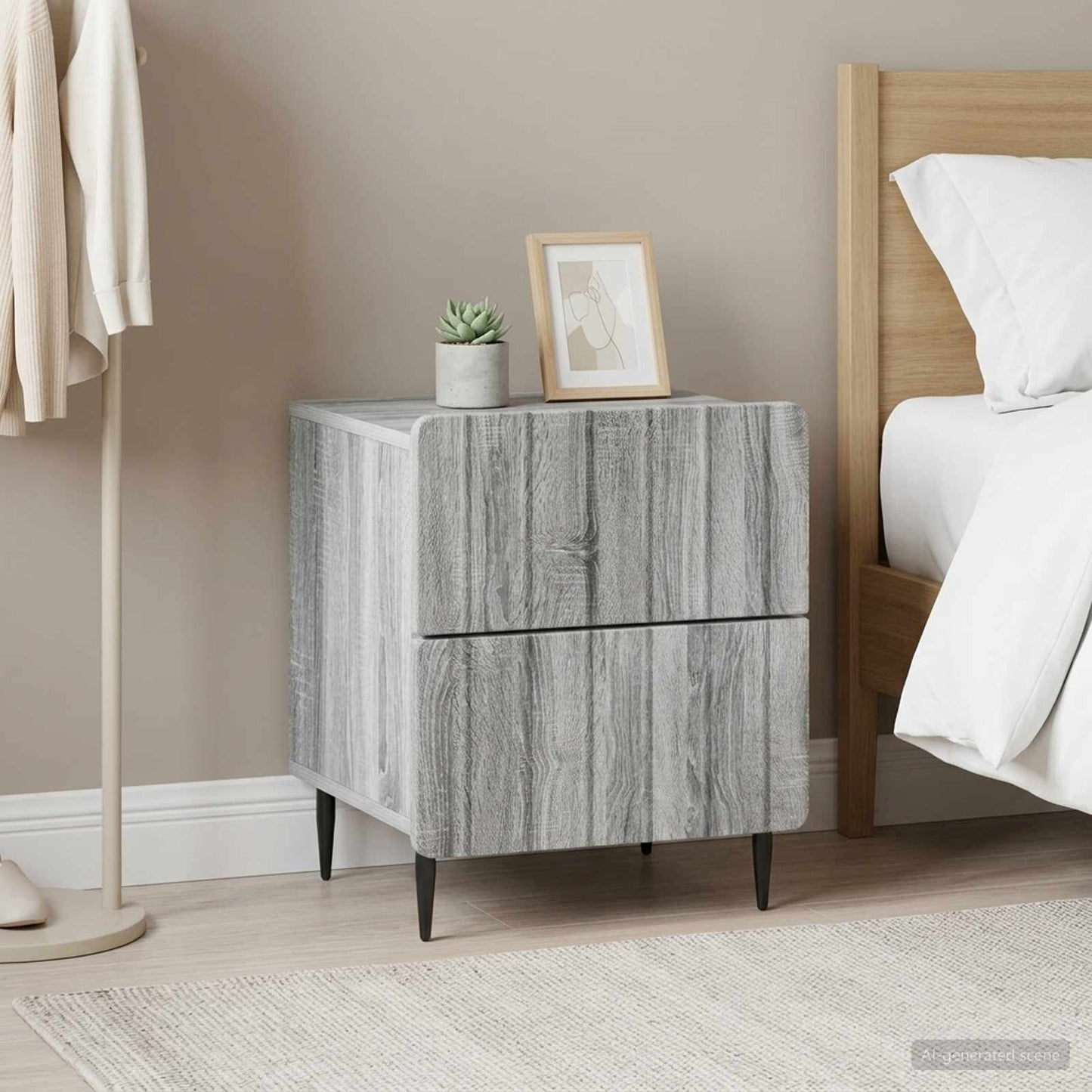 Armadio da Notte 2 pz Grigio Sonoma 43 x 34,5 x 49,5 cm