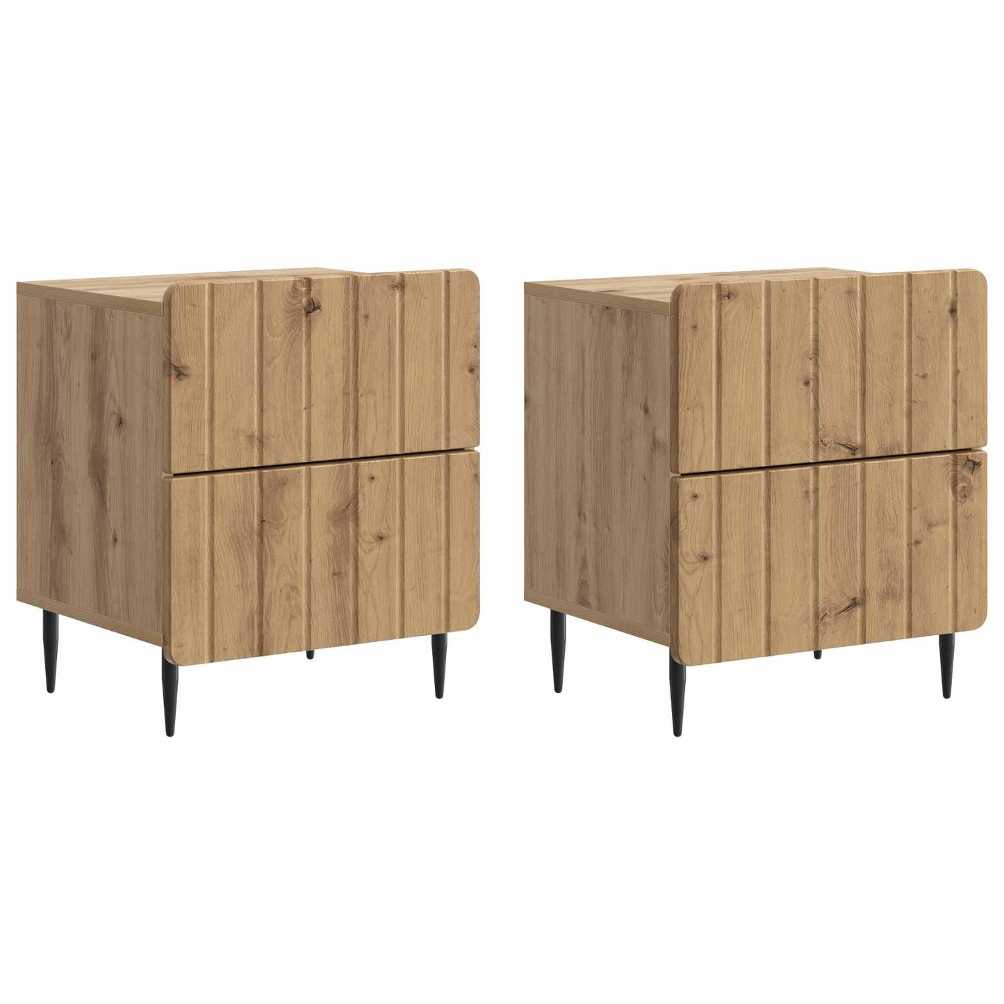 Armadio da Notte 2 pcs Rovere Artigianale 43 x 34,5 x 49,5 cm