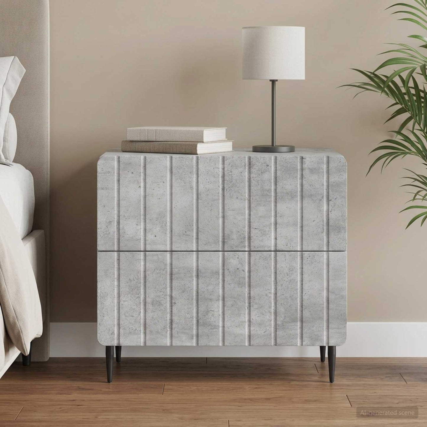 Armadio da Notte Grigio Cemento 62 x 34,5 x 49,5 cm