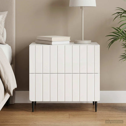 Armadio da Notte Bianco Lucido 62 x 34,5 x 49,5 cm