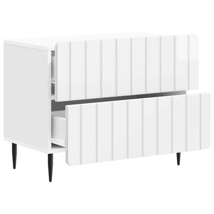 Armadio da Notte con cassetto Bianco Lucido 62 x 34,5 x 49,5 cm | homemem39