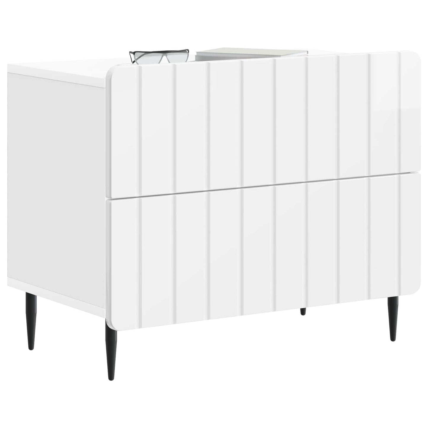 Armadio da Notte con cassetto Bianco Lucido 62 x 34,5 x 49,5 cm | homemem39