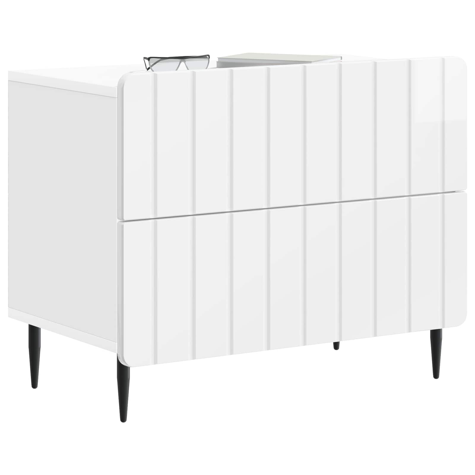 Armadio da Notte con cassetto Bianco Lucido 62 x 34,5 x 49,5 cm | homemem39