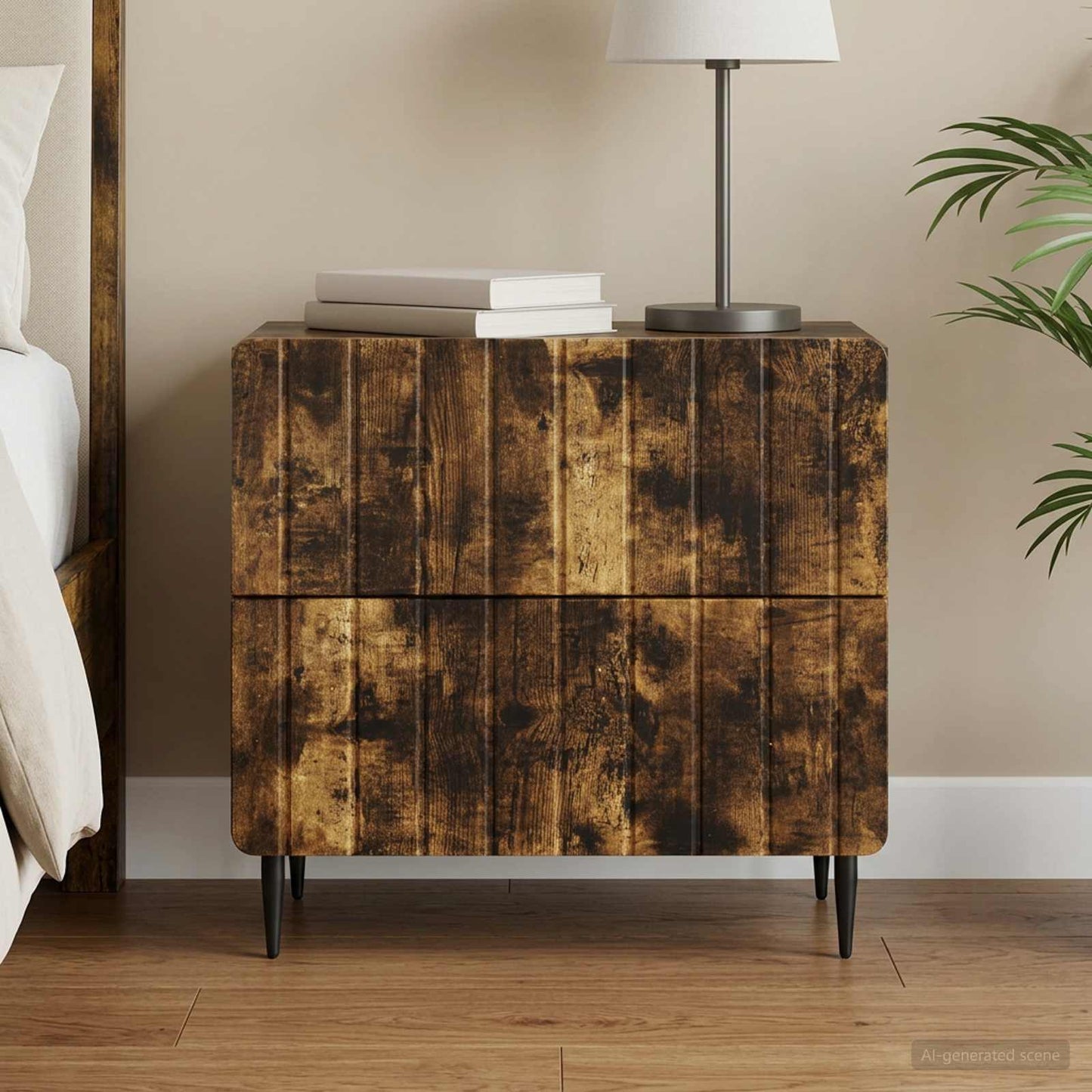 Armadio da Notte Rovere Fumo 62 x 34,5 x 49,5 cm | homemem39