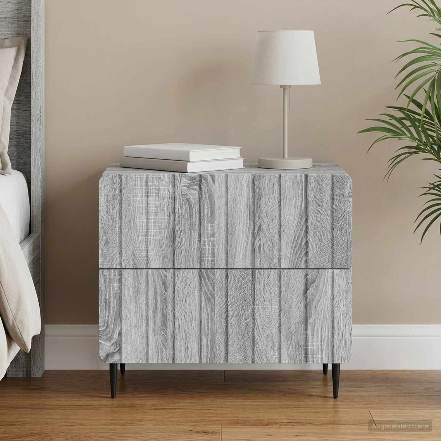 Armadio da Notte Grigio Sonoma 62 x 34,5 x 49,5 cm | homemem39