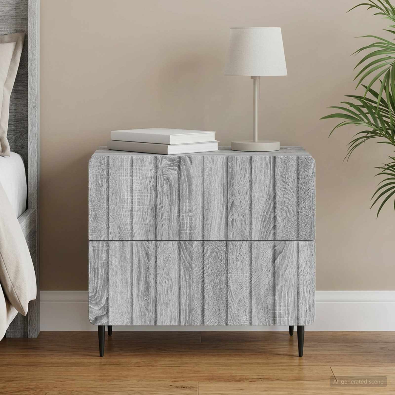 Armadio da Notte Grigio Sonoma 62 x 34,5 x 49,5 cm | homemem39
