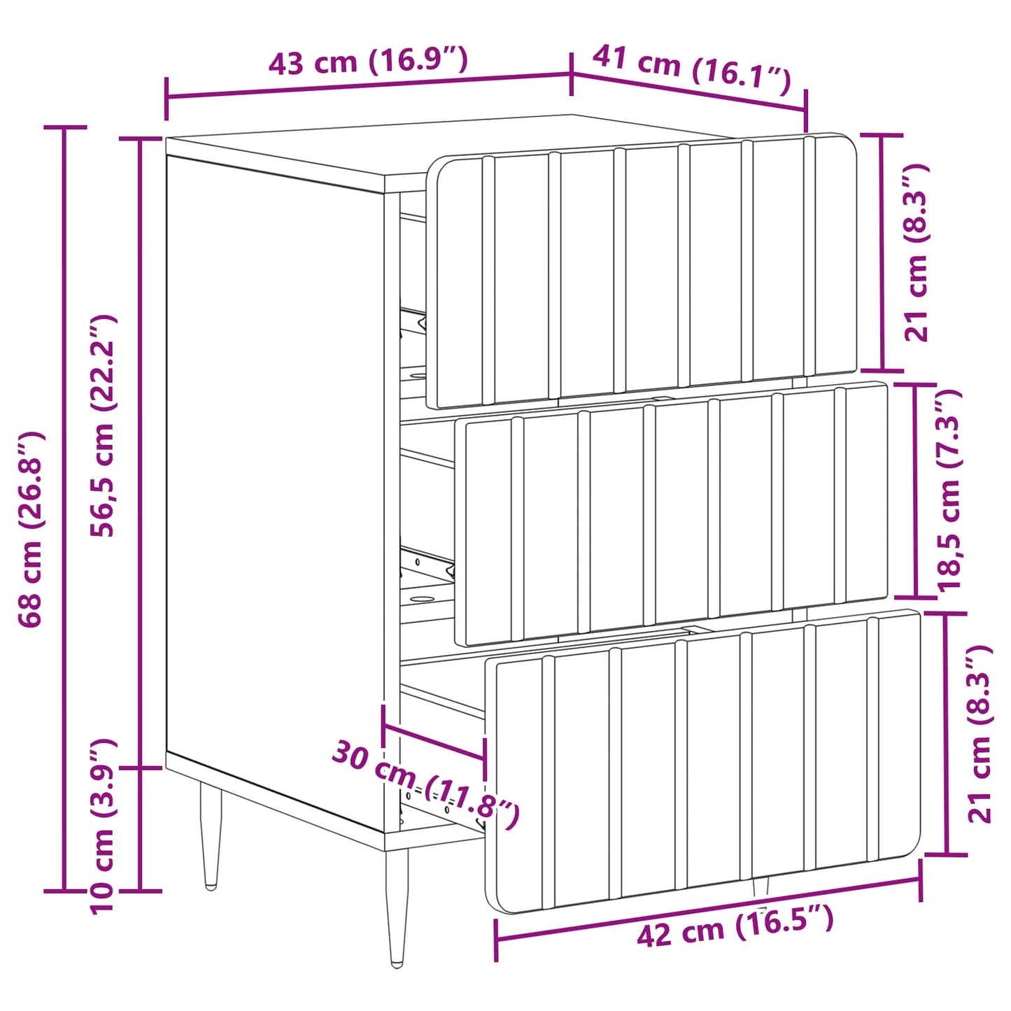 Armadio da Notte Bianco 43x 41 x 68 cm Legno ingegnerizzato | homemem39