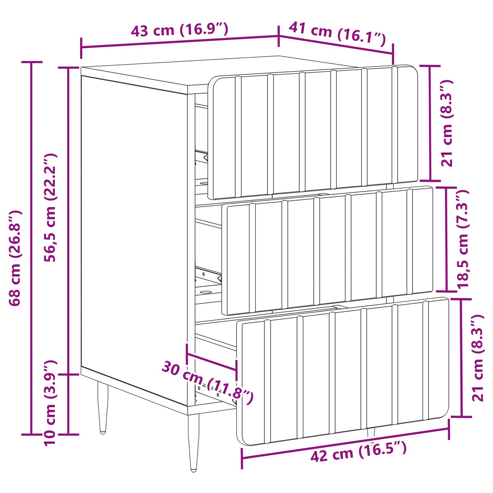 Armadio da Notte Bianco 43x 41 x 68 cm Legno ingegnerizzato | homemem39