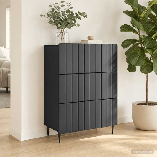Mobile con Cassetti 66 x 34,5 x 92 cm Legno ingegnerizzato Nero