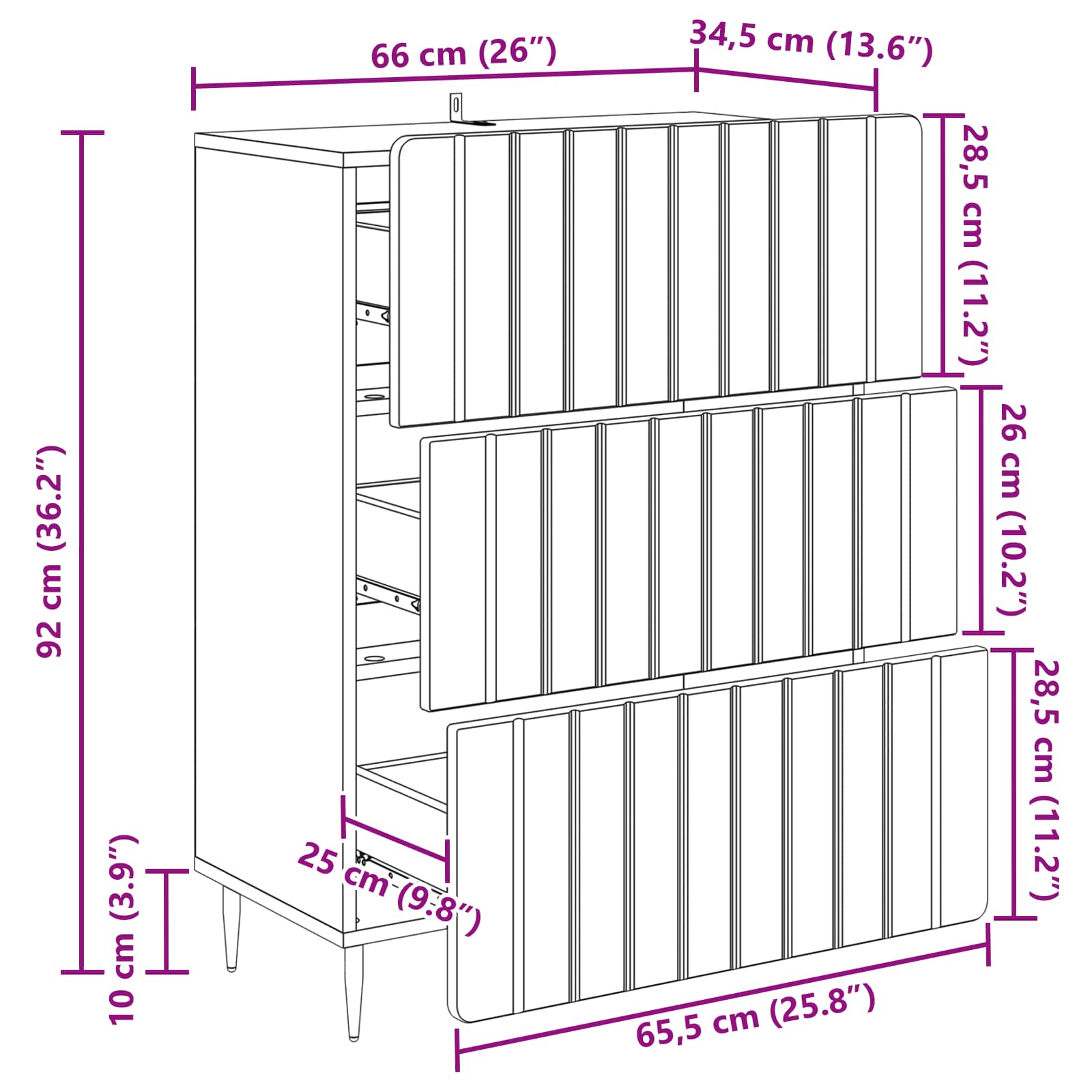 Mobile con Cassetti Rovere Sonoma 66 x 34,5 x 92 cm | homemem39