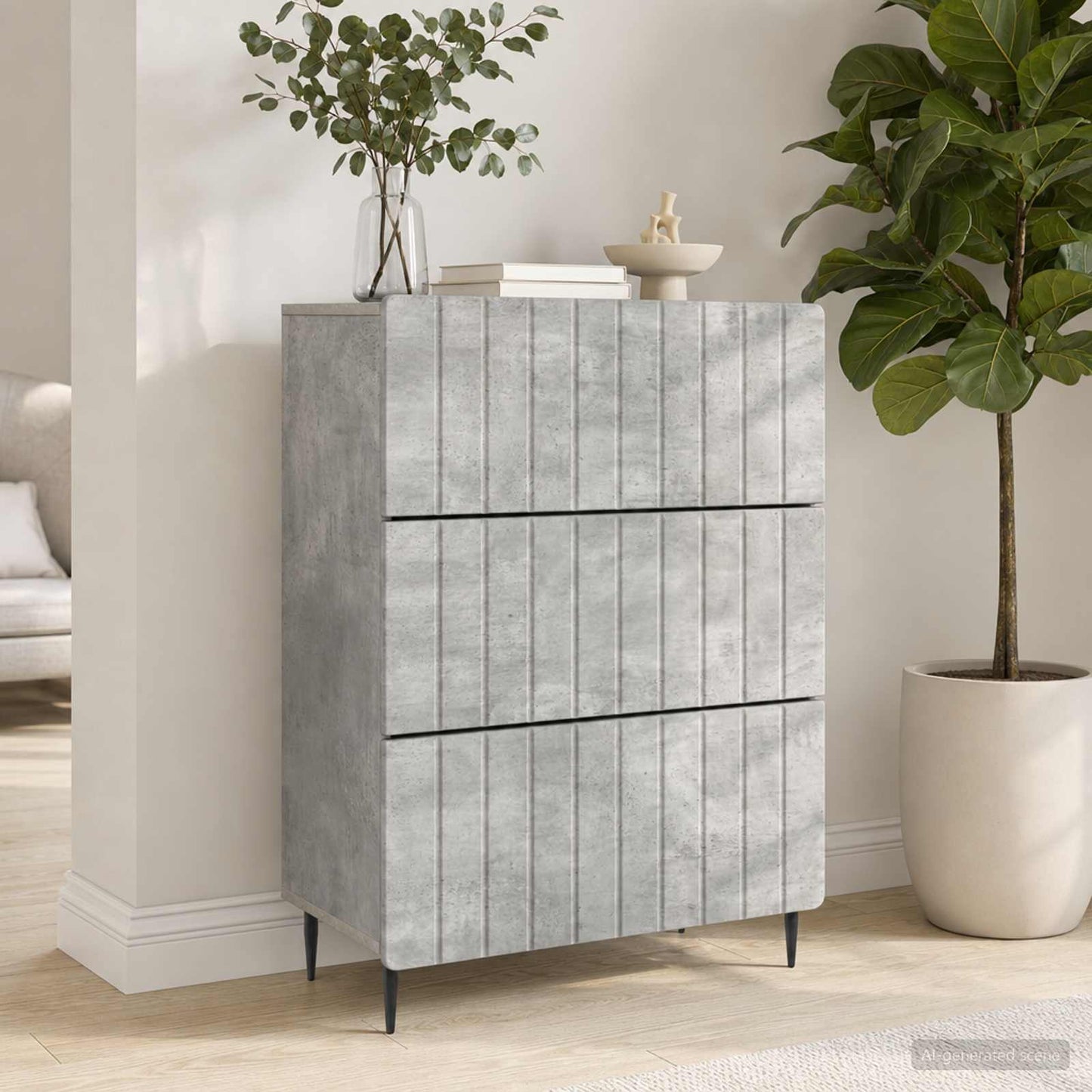Mobile con Cassetti Grigio Cemento 66 x 34,5 x 92 cm