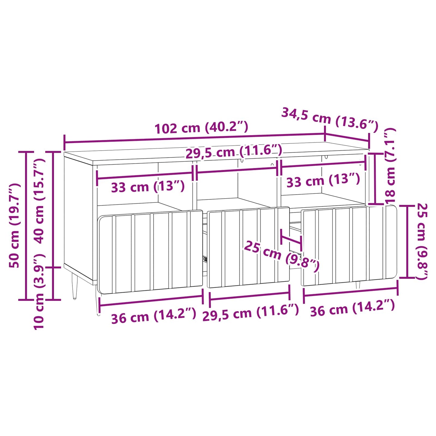 Mobile TV Rovere Sonoma 102 x 34,5 x 50 cm Legno ingegnerizzato | homemem39