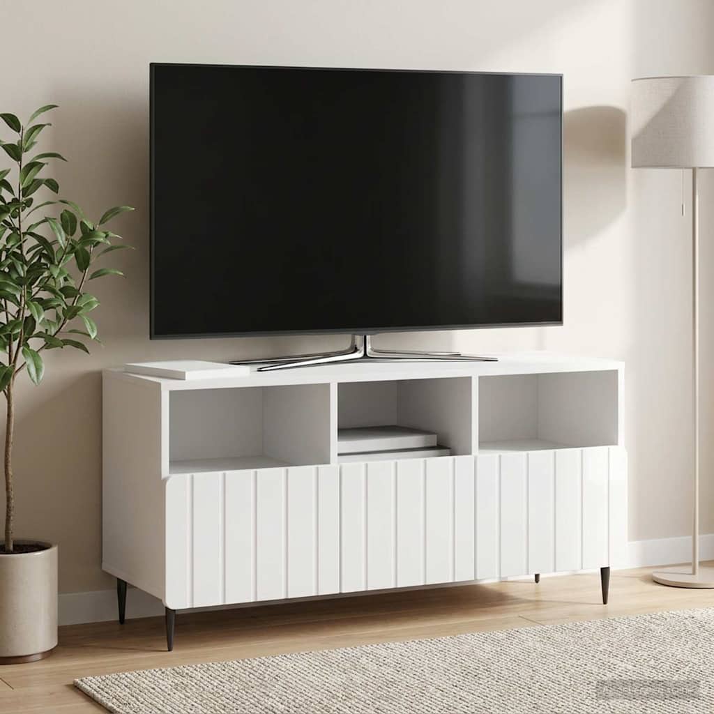 Mobile TV Bianco Lucido 102 x 34,5 x 50 cm Legno ingegnerizzato
