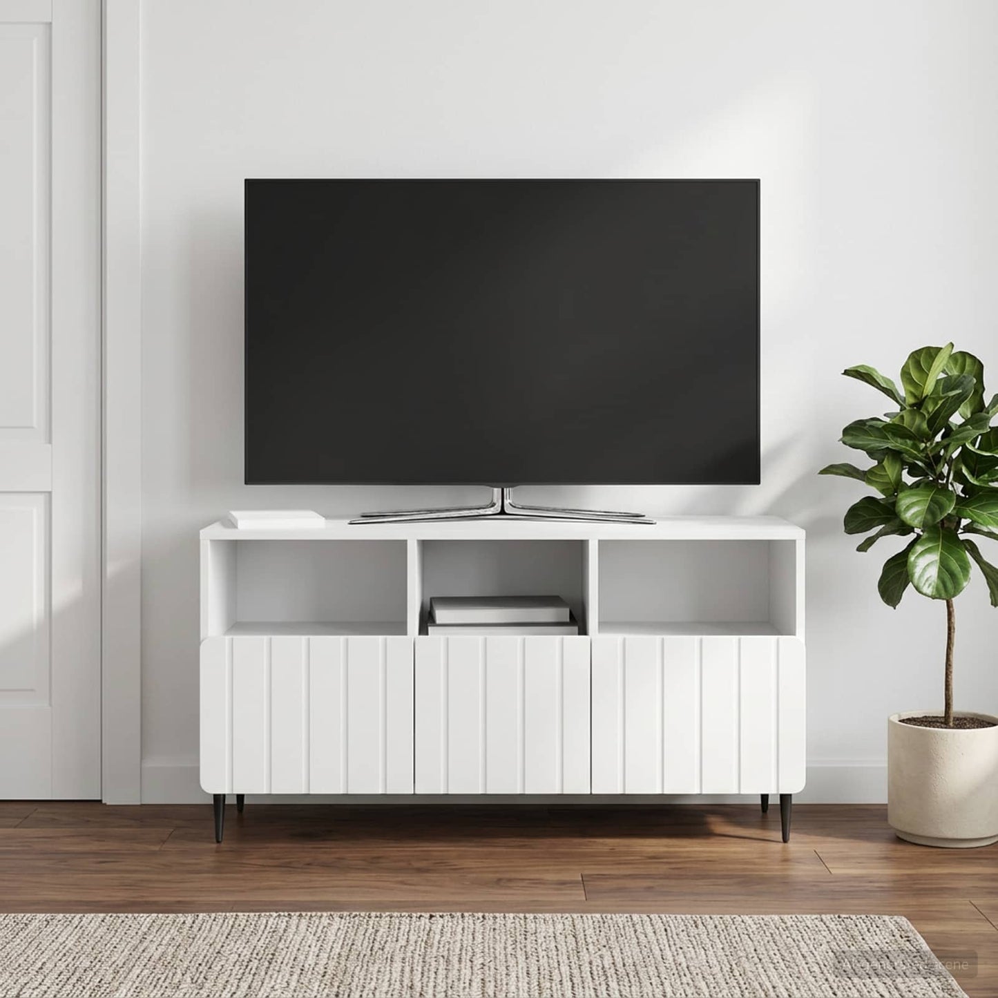 Mobile TV Bianco Lucido 102 x 34,5 x 50 cm Legno ingegnerizzato