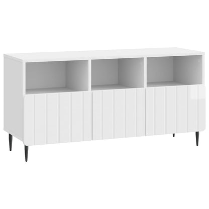 Mobile TV Bianco Lucido 102 x 34,5 x 50 cm Legno ingegnerizzato | homemem39