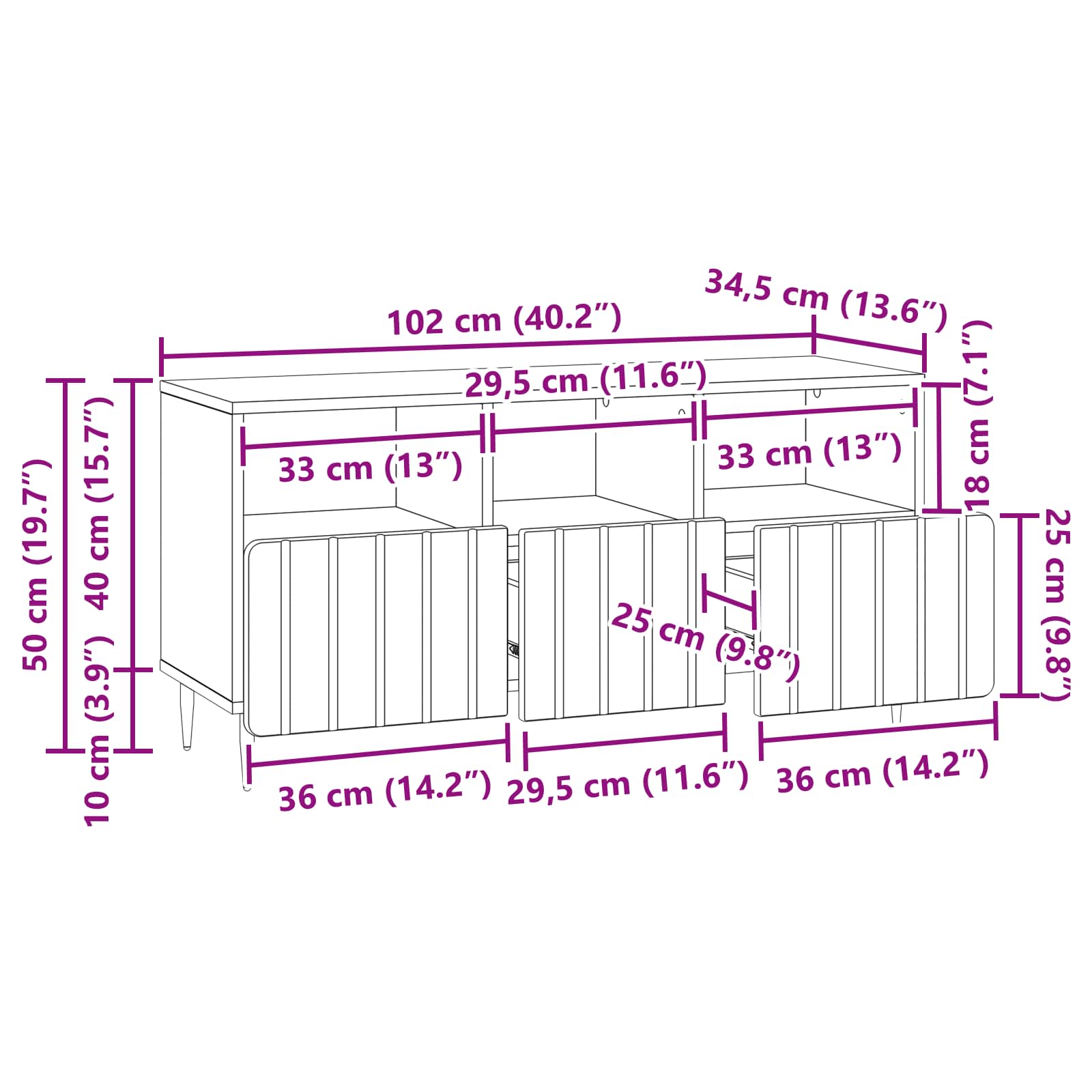 Mobile TV Bianco Lucido 102 x 34,5 x 50 cm Legno ingegnerizzato | homemem39
