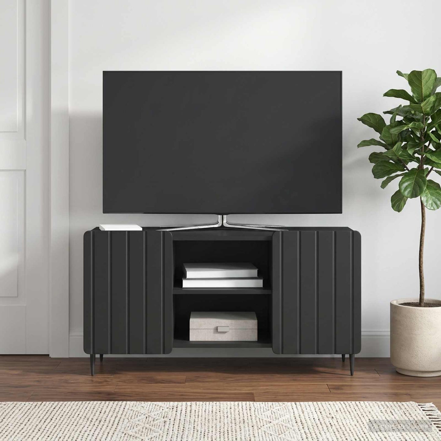 Mobile TV Nero 102 x 34,5 x 52 cm Legno ingegnerizzato