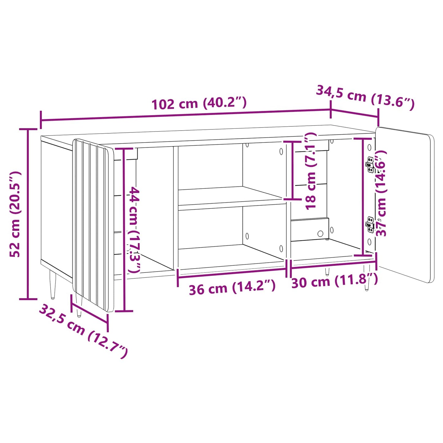 Mobile TV Grigio Sonoma 102 x 34,5 x 52 cm Legno ingegnerizzato | homemem39
