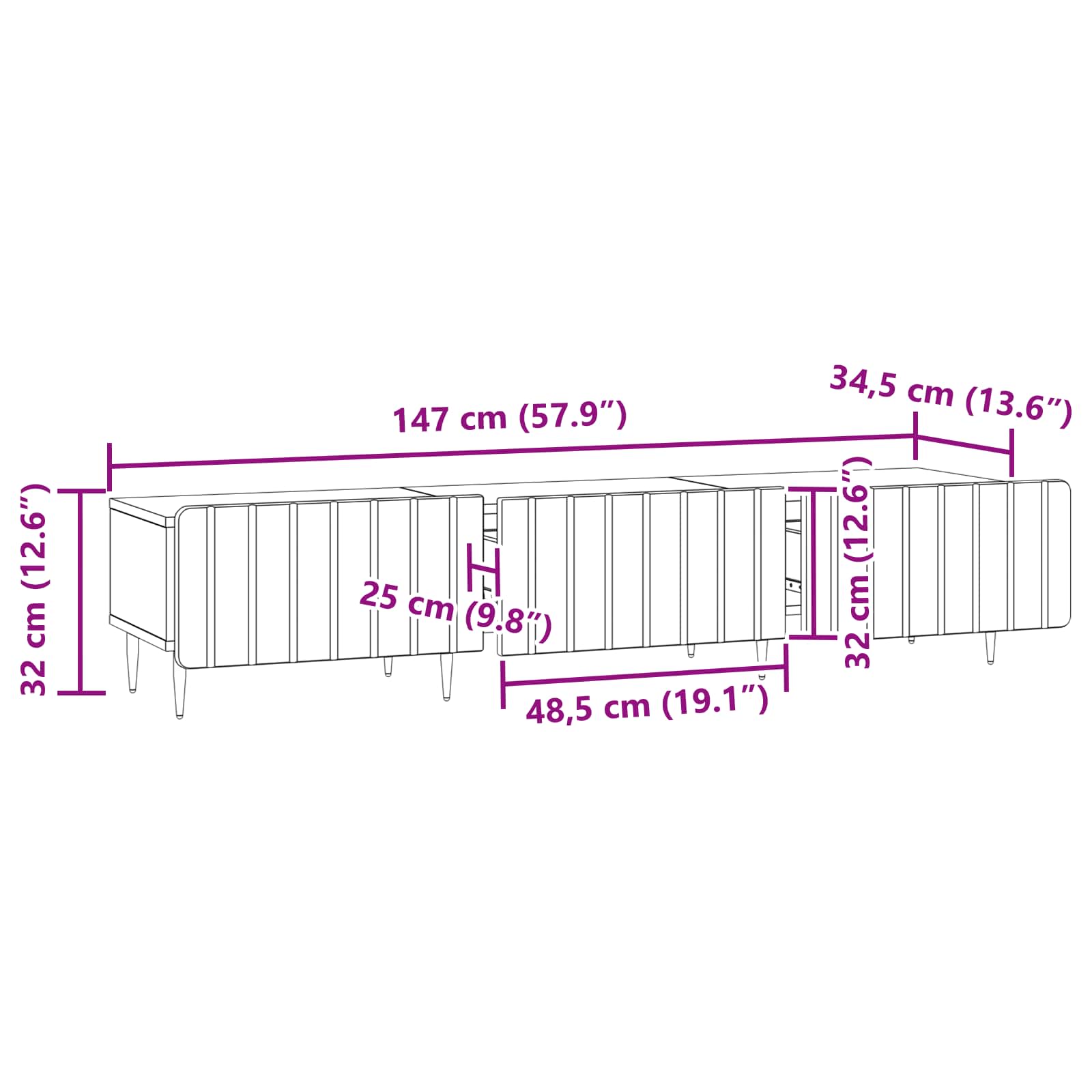 Mobile TV Legno antico 147 x 34,5 x 32 cm Legno ingegnerizzato | homemem39