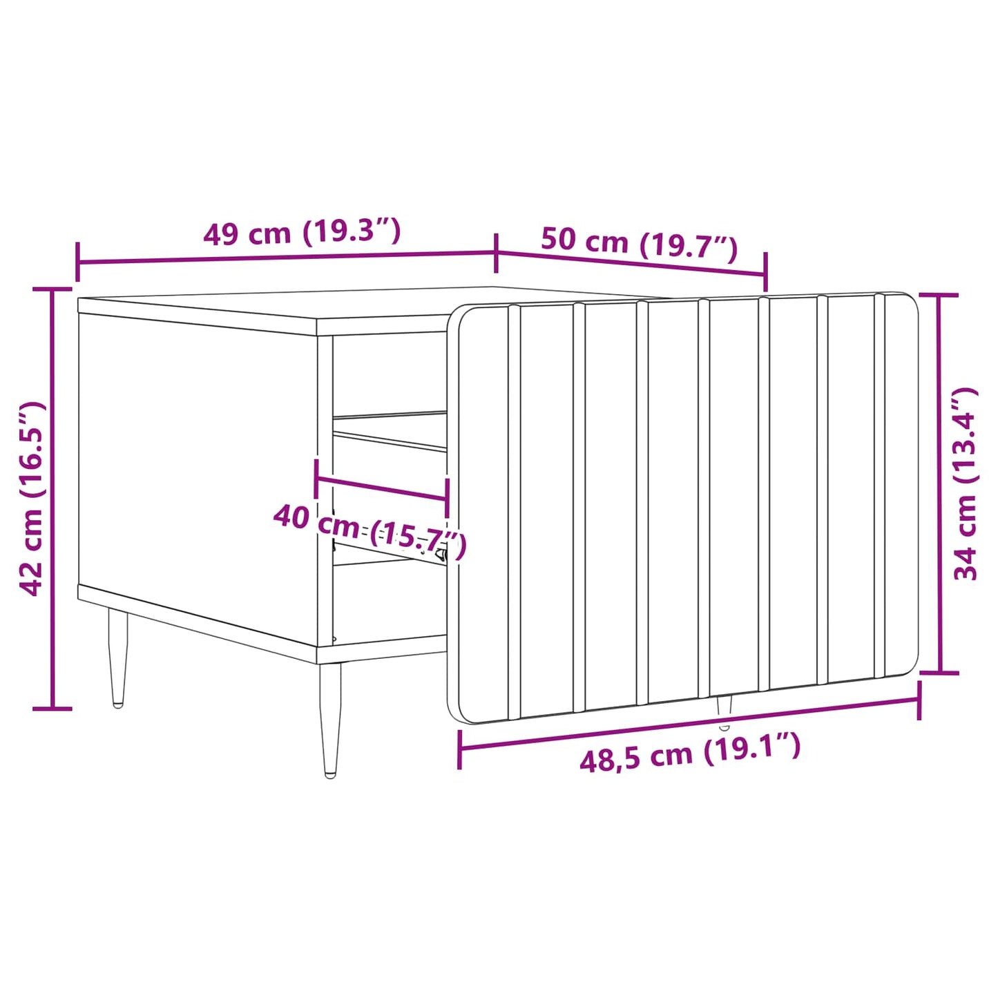 Tavolino da salotto Nero 49 x 50 x 42 cm Legno ingegnerizzato | homemem39