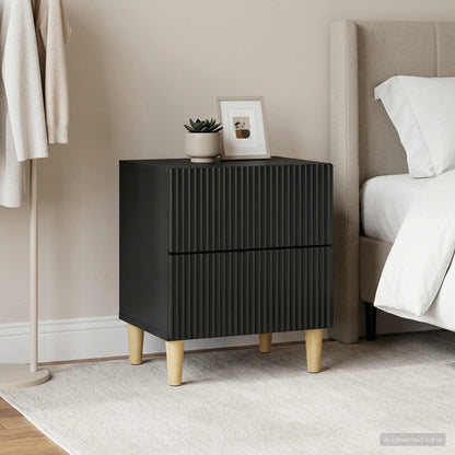 Armadio da Notte con cassetto 2 pcs Nero 43 x 34,5 x 48 cm | homemem39
