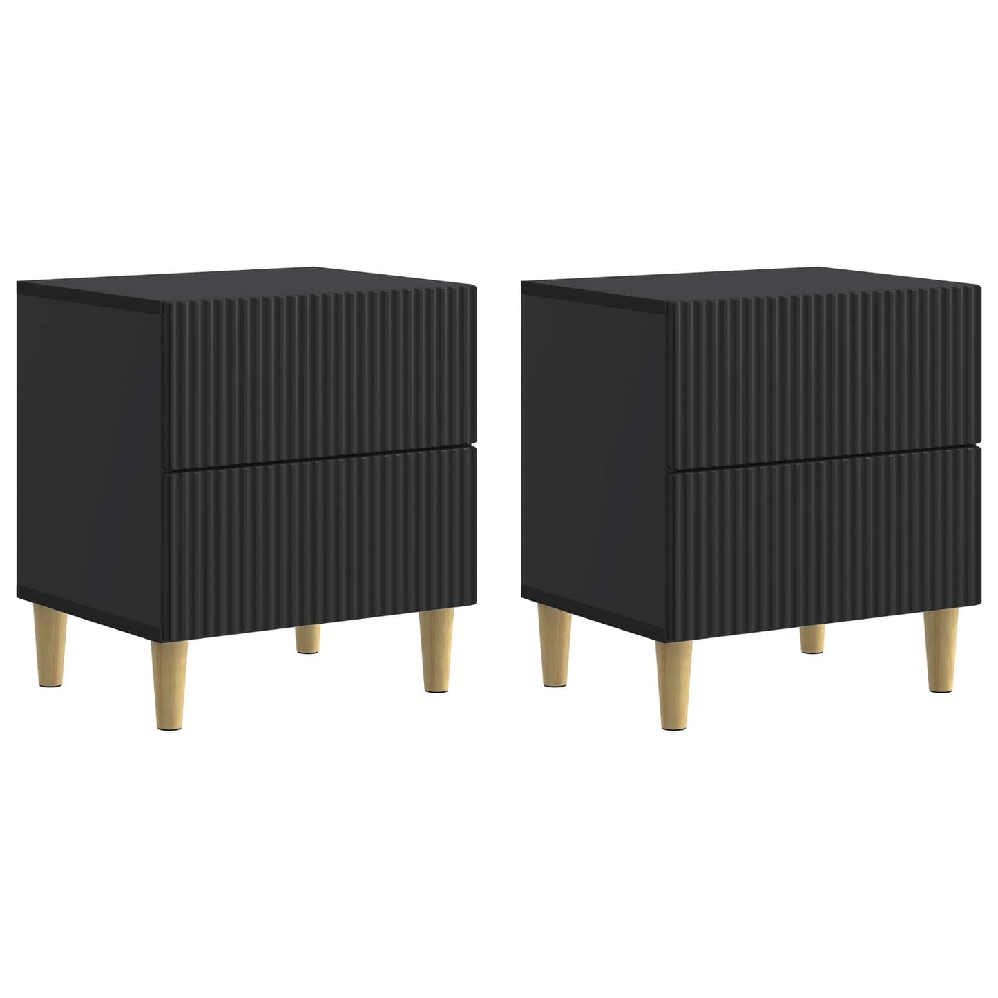 Armadio da Notte con cassetto 2 pcs Nero 43 x 34,5 x 48 cm | homemem39