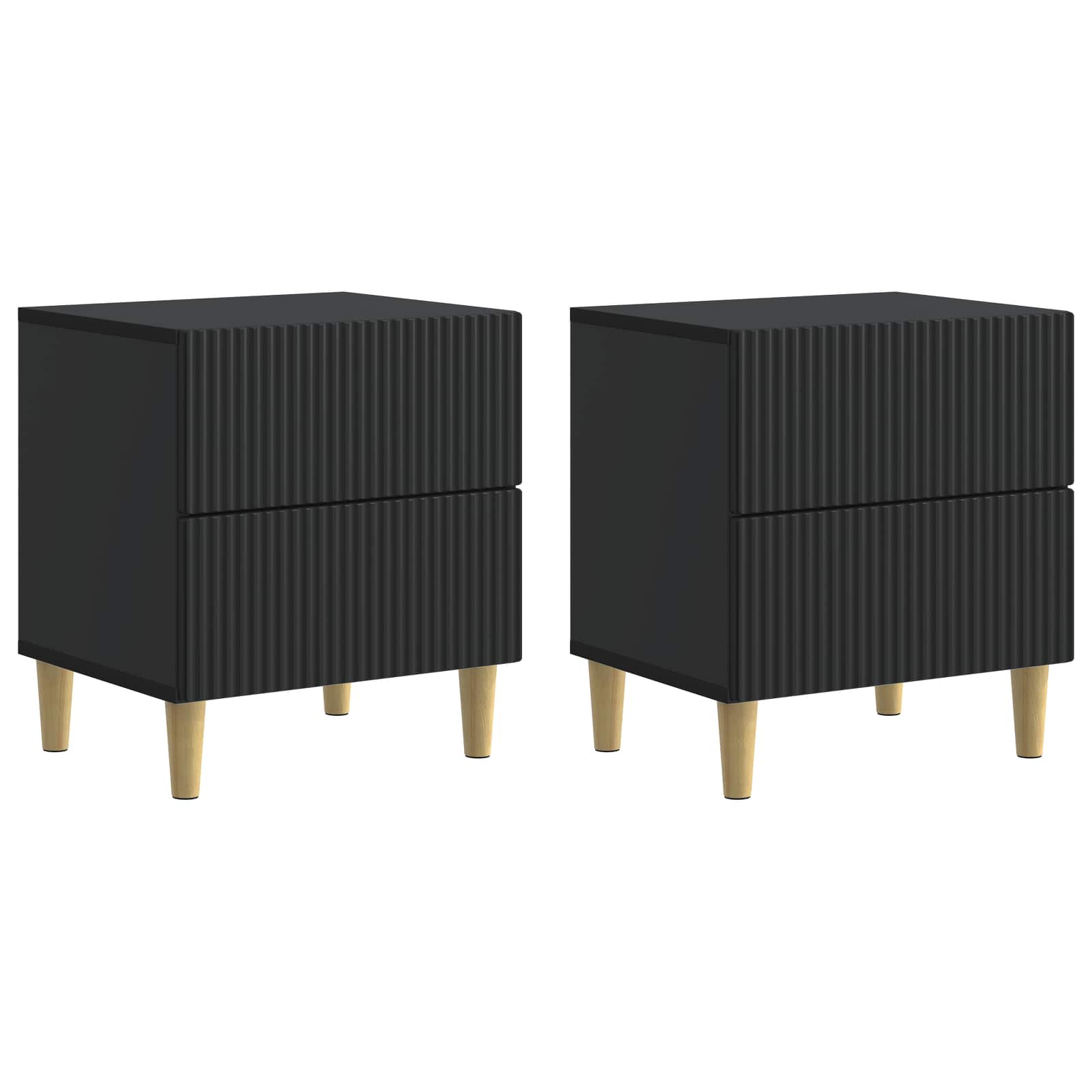Armadio da Notte con cassetto 2 pcs Nero 43 x 34,5 x 48 cm | homemem39