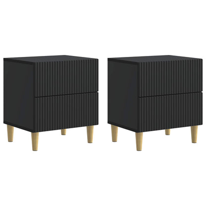 Armadio da Notte con cassetto 2 pcs Nero 43 x 34,5 x 48 cm | homemem39
