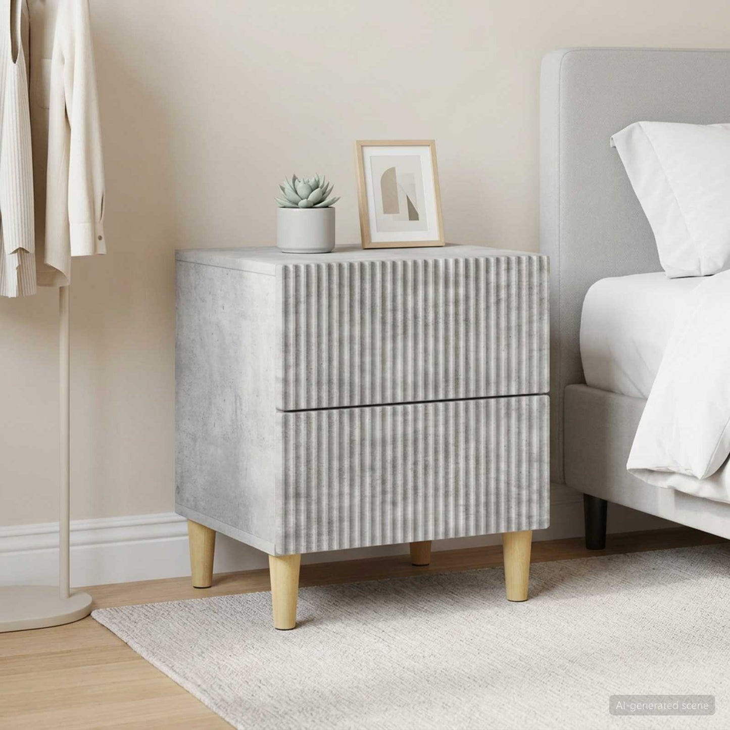 Armadio da Notte 2 pcs Grigio Cemento 43 x 34,5 x 48 cm | homemem39