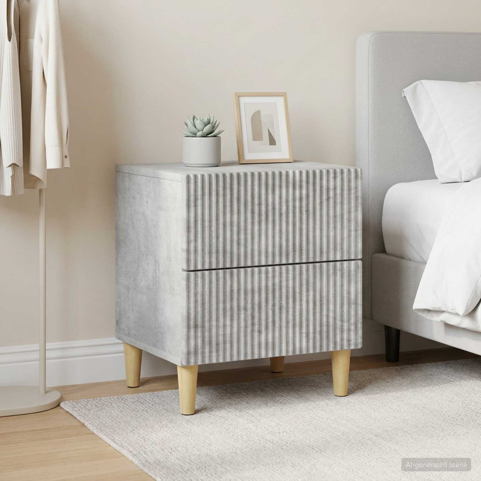 Armadio da Notte 2 pcs Grigio Cemento 43 x 34,5 x 48 cm | homemem39