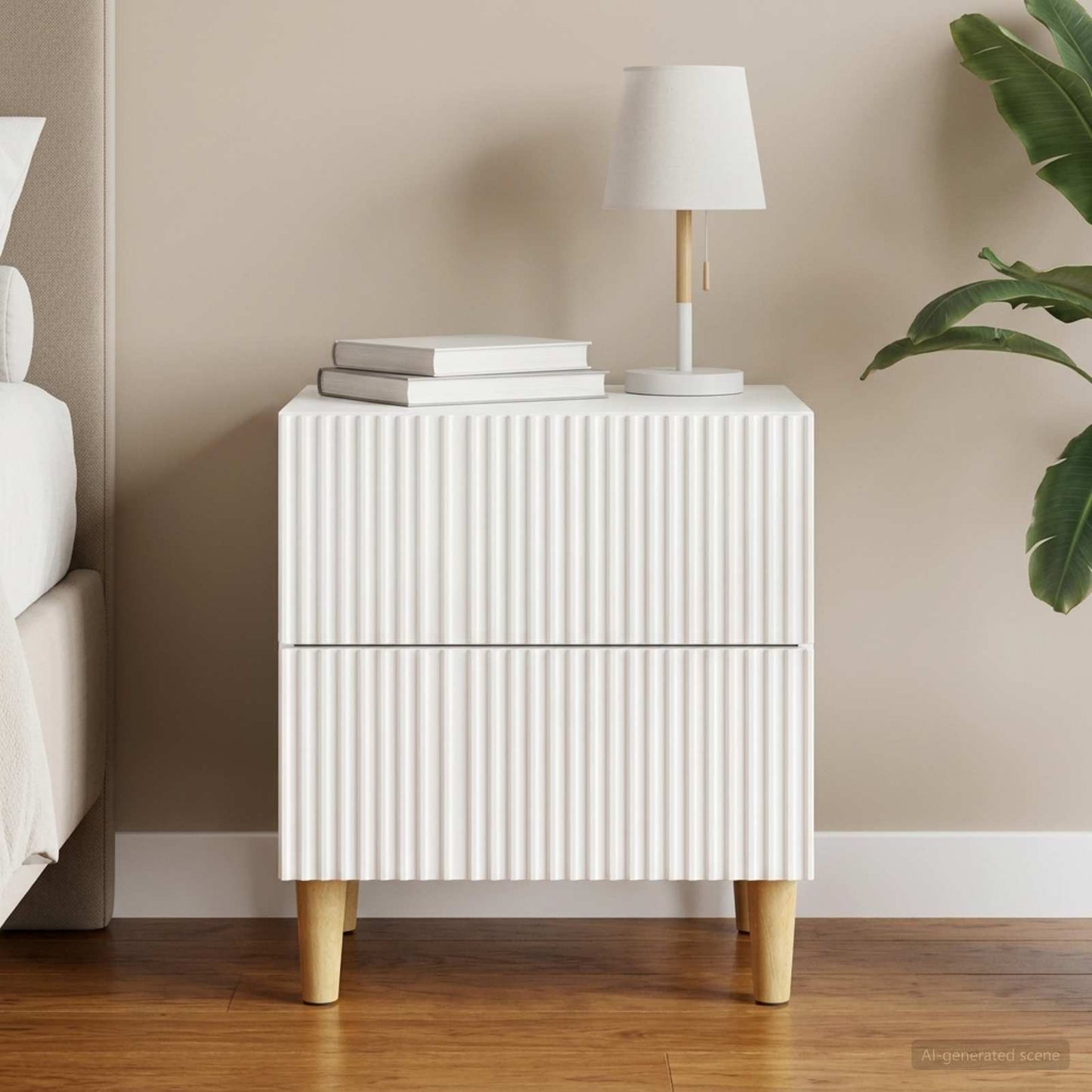 Armadio da Notte con cassetto Bianco Lucido 43 x 34,5 x 48 cm | homemem39