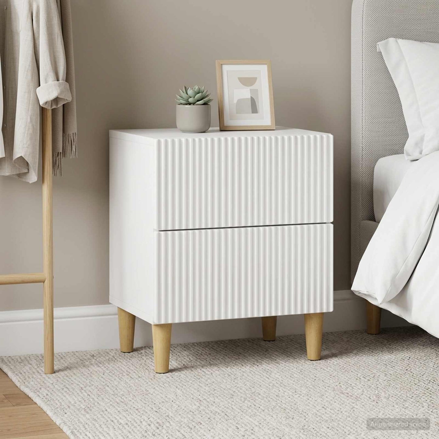 Armadio da Notte 2 pcs Bianco Lucido 43 x 34,5 x 48 cm | homemem39