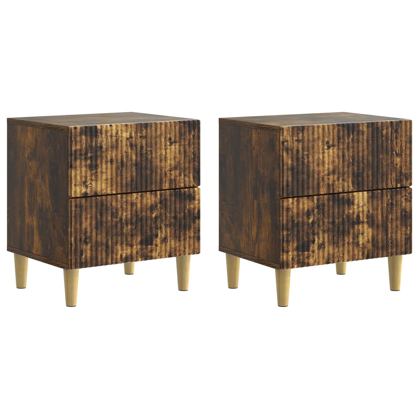 Armadio da Notte 2 pz Rovere Fumo 43 x 34,5 x 48 cm
