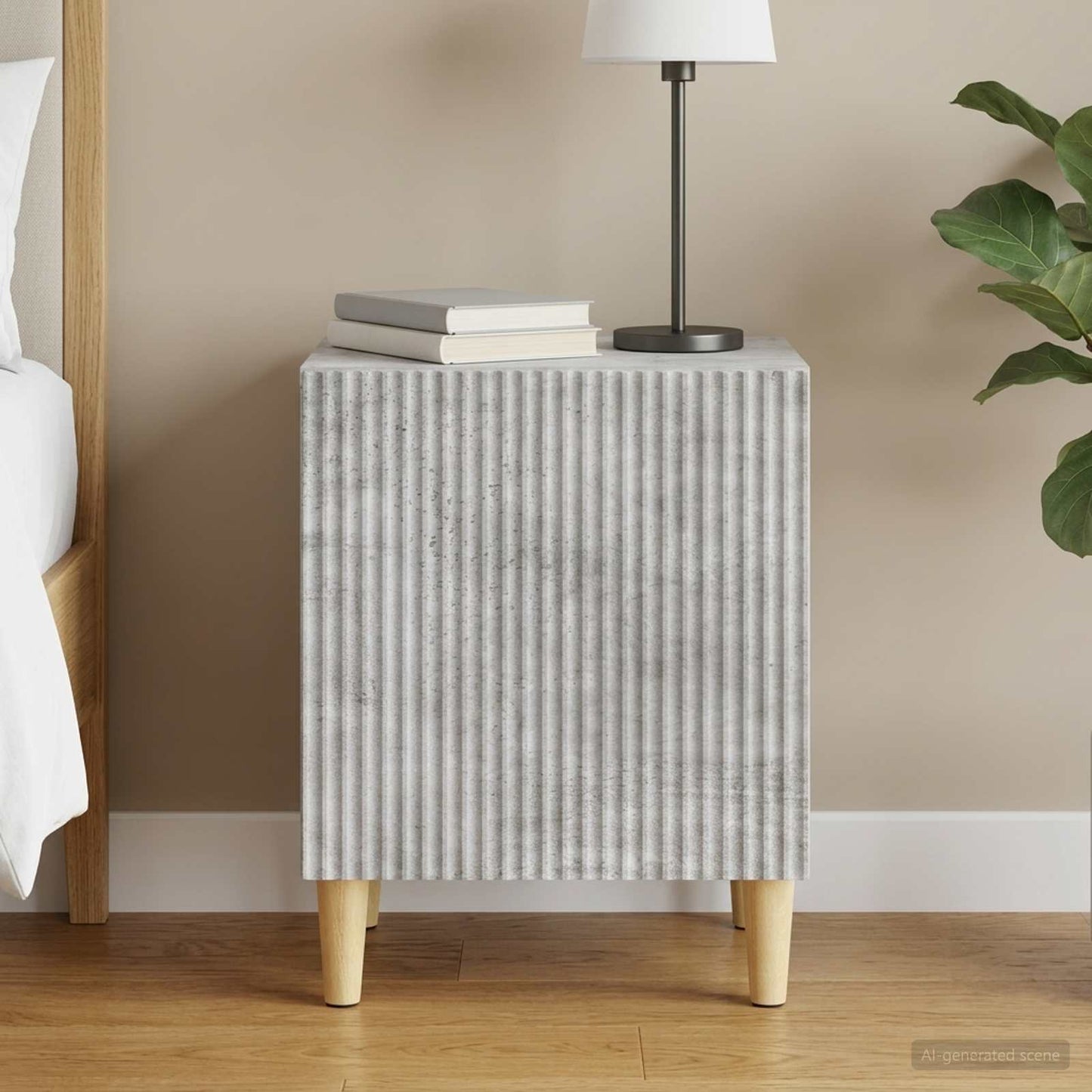 Armadio da Notte Grigio Cemento 43 x 34,5 x 50 cm | homemem39